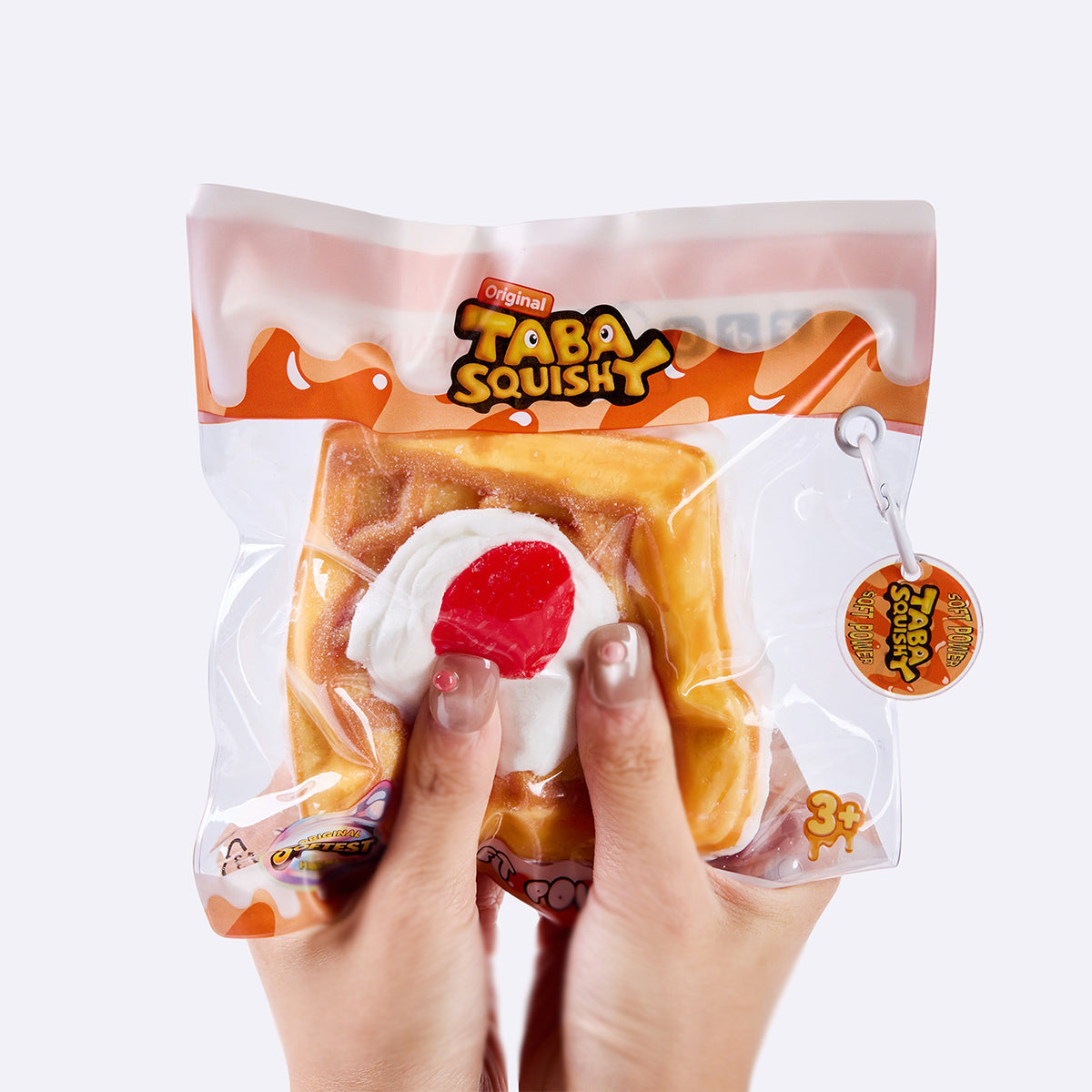 Square Strawberry-Filled Waffle Taba Squishy