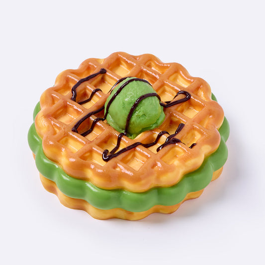 Round Matcha-Filled Waffle Taba Squishy