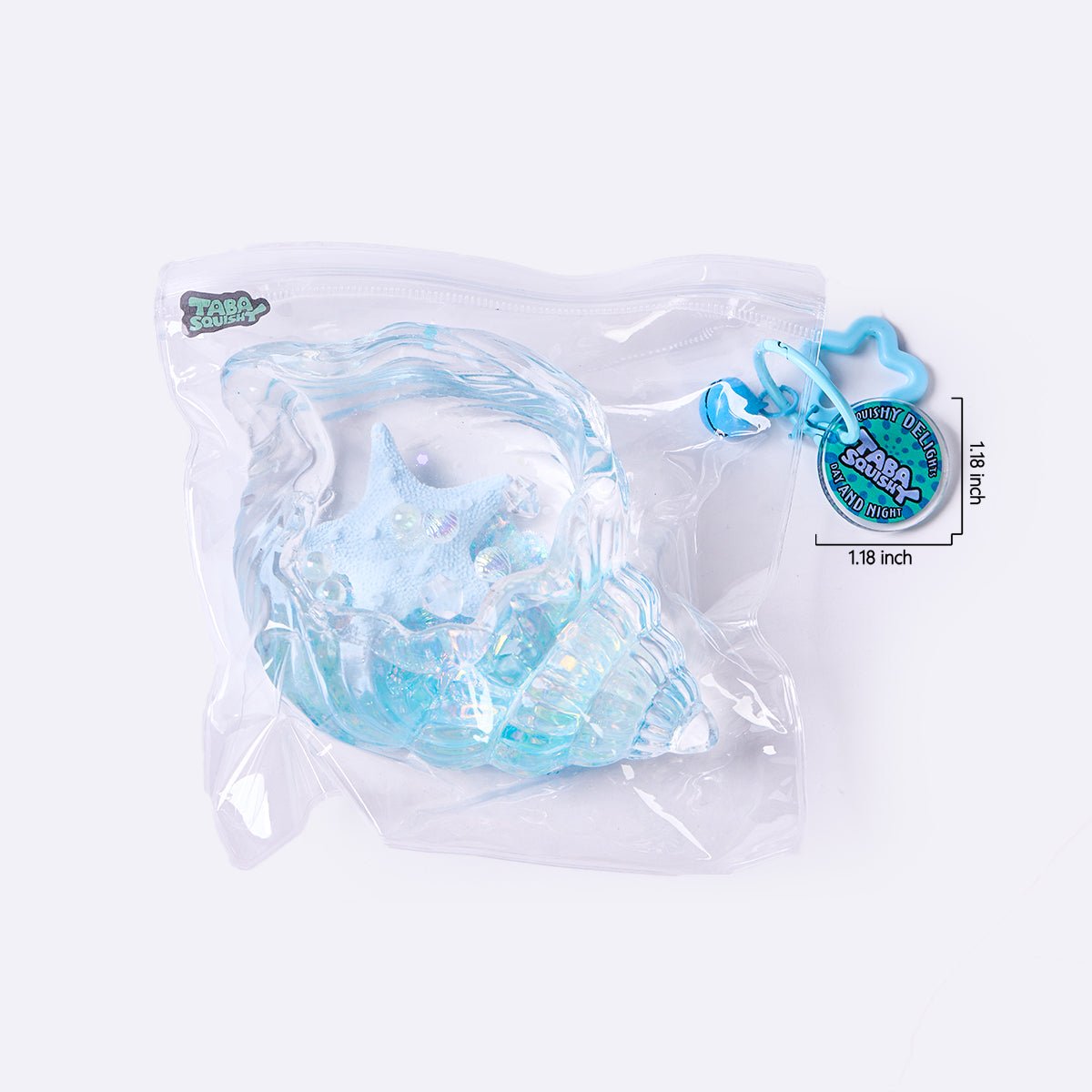 Blingbling Transparent-blue Conch with Starfish Taba Squishy