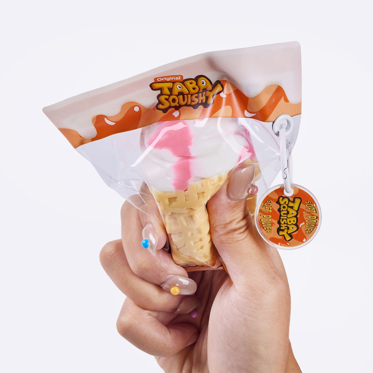 Strawberry Swirl Ice Cream Cone Taba Squishy