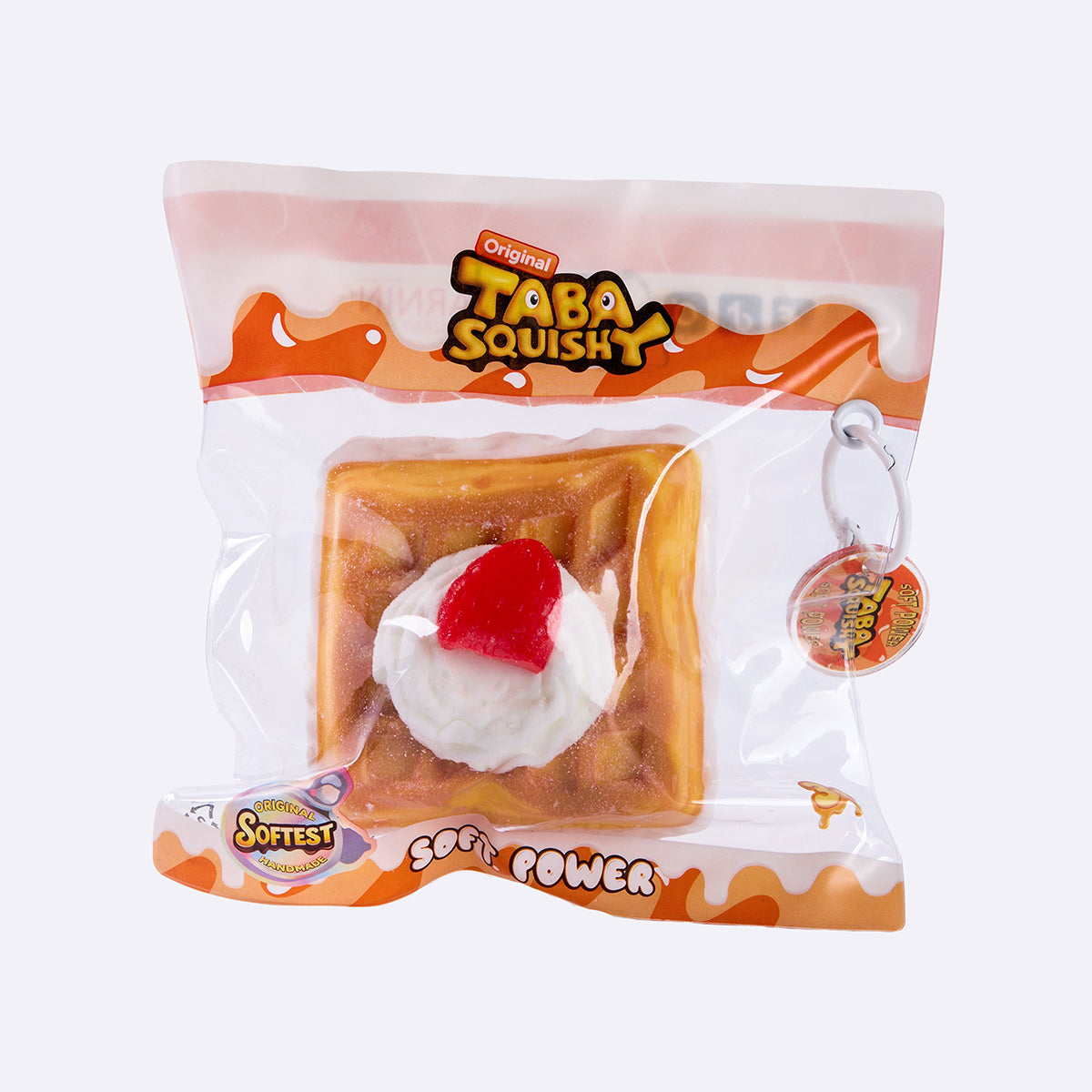 Square Strawberry-Filled Waffle Taba Squishy