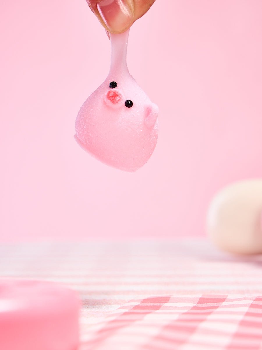 Flocked Mini Pink Pig Ball Taba Squishy