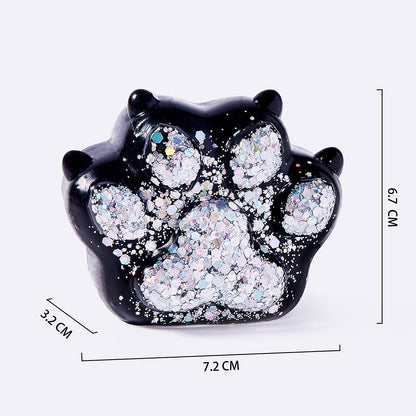 Black Silver Glitter Cat Paw with Claws