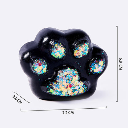 Black Rainbow Glitter Cat Paw