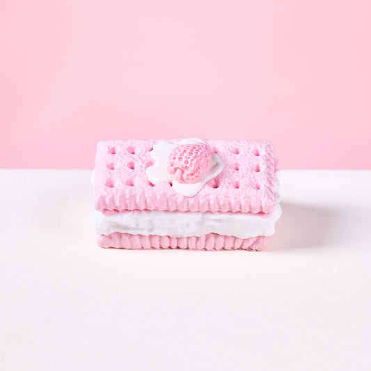 Pink Strawberry Sandwich Cookie Taba Squishy