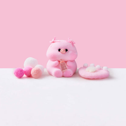 Flocked Pink Pig with Tears Taba Squishy