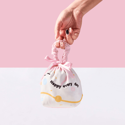 Simple Pink Linen Drawstring Wrapping Gift Bag